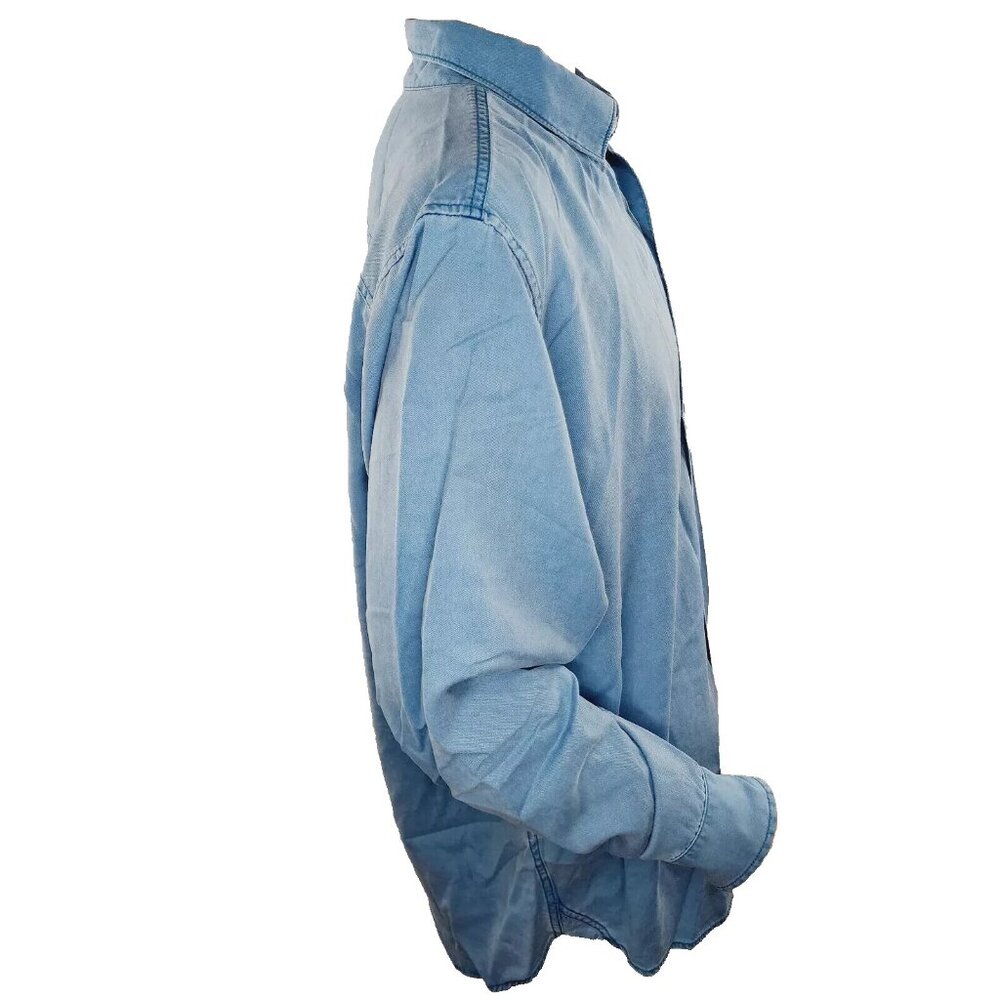 Tommy Bahama Men's Big & Tall 2XB Mambo Blue Tahitian Twill Long Sleeve Shirt - Picture 3 of 8